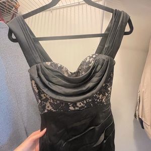Beautiful Lace Black Gown With Slit